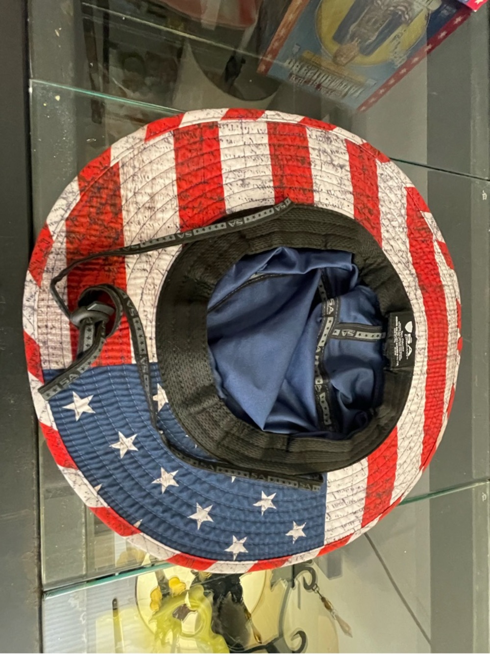 Navy Bucket Hat with Red & White Trim - Picture 2 of 4
